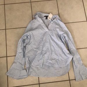 F21 blue and white blouse